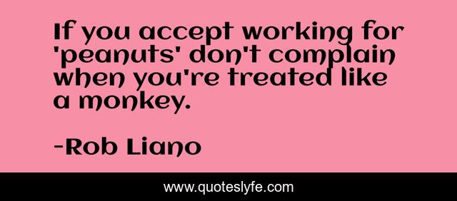 If you accept working for 'peanuts' don't complain when you're treated like a monkey.