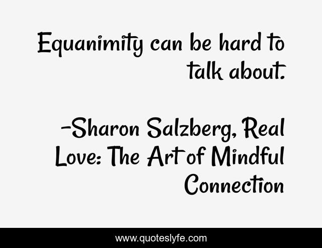 Equanimity can be hard to talk about.