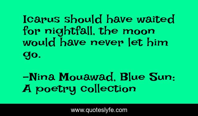 Icarus should have waited for nightfall, the moon would have never let him go.