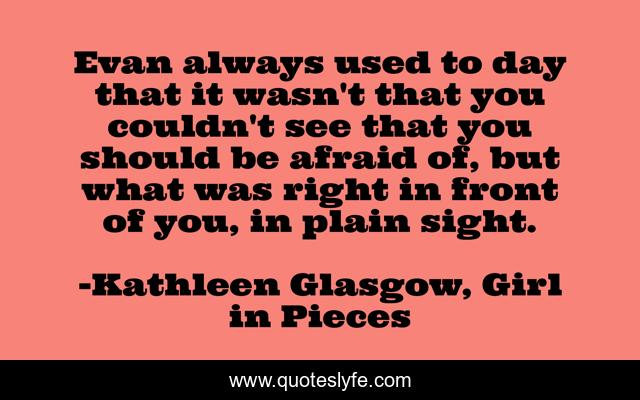 Evan always used to day that it wasn't that you couldn't see that you should be afraid of, but what was right in front of you, in plain sight.