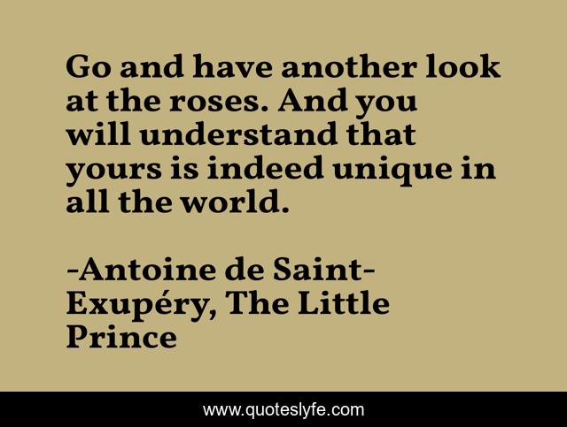 Go and have another look at the roses. And you will understand that yours is indeed unique in all the world.