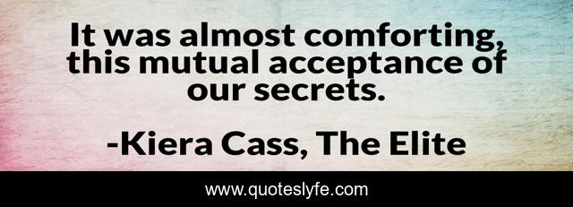 It was almost comforting, this mutual acceptance of our secrets.