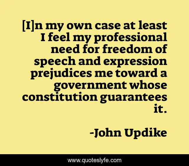 [I]n my own case at least I feel my professional need for freedom of speech and expression prejudices me toward a government whose constitution guarantees it.