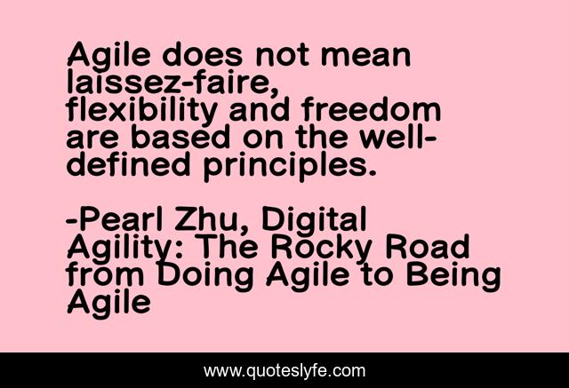 Agile does not mean laissez-faire, flexibility and freedom are based on the well-defined principles.