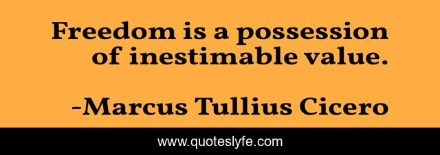 Freedom is a possession of inestimable value.