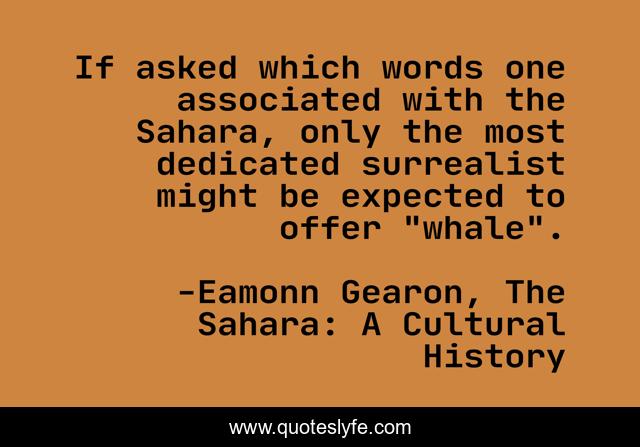 If asked which words one associated with the Sahara, only the most dedicated surrealist might be expected to offer 