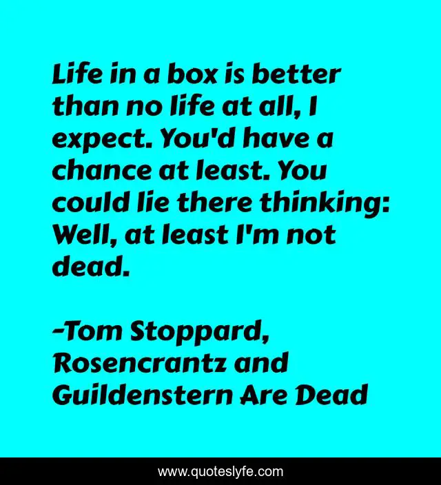 Life in a box is better than no life at all, I expect. You'd have a chance at least. You could lie there thinking: Well, at least I'm not dead.