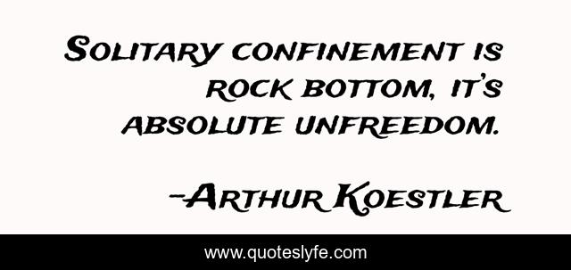Solitary confinement is rock bottom, it’s absolute unfreedom.