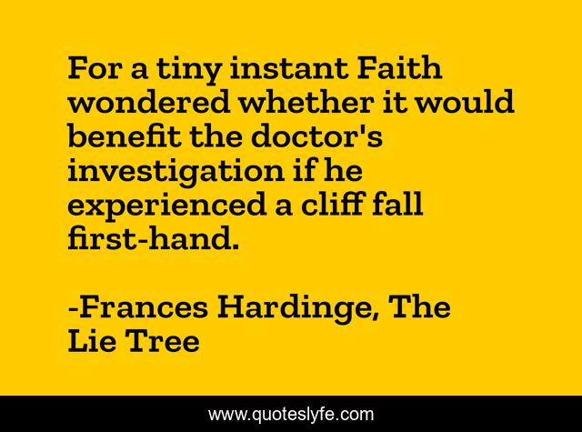 For a tiny instant Faith wondered whether it would benefit the doctor's investigation if he experienced a cliff fall first-hand.