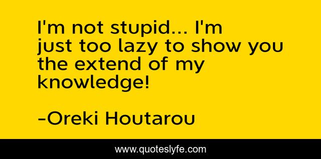 I'm not stupid... I'm just too lazy to show you the extend of my knowledge!