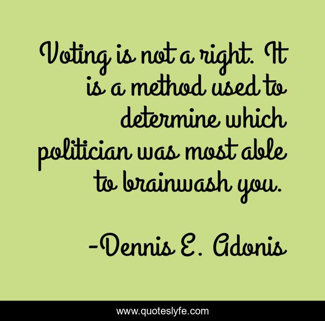 Voting is not a right. It is a method used to determine which politician was most able to brainwash you.