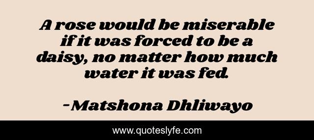 A rose would be miserable if it was forced to be a daisy, no matter how much water it was fed.