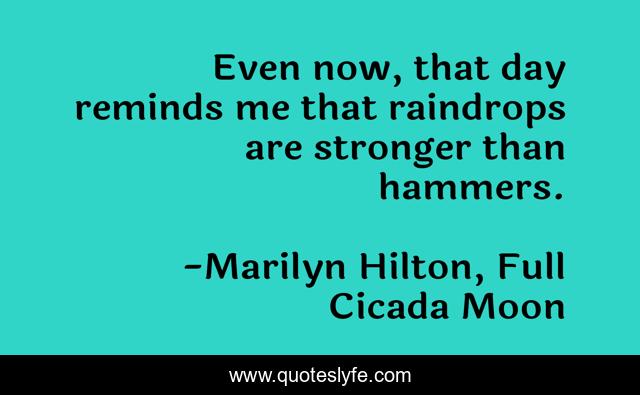 Even now, that day reminds me that raindrops are stronger than hammers.