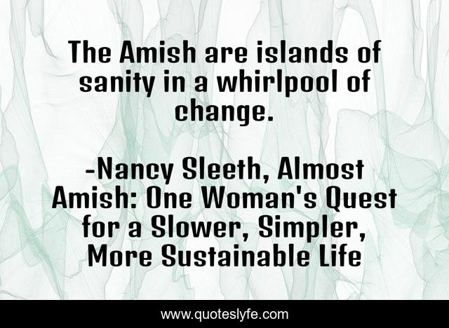 The Amish are islands of sanity in a whirlpool of change.