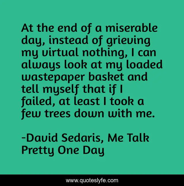 At the end of a miserable day, instead of grieving my virtual nothing, I can always look at my loaded wastepaper basket and tell myself that if I failed, at least I took a few trees down with me.