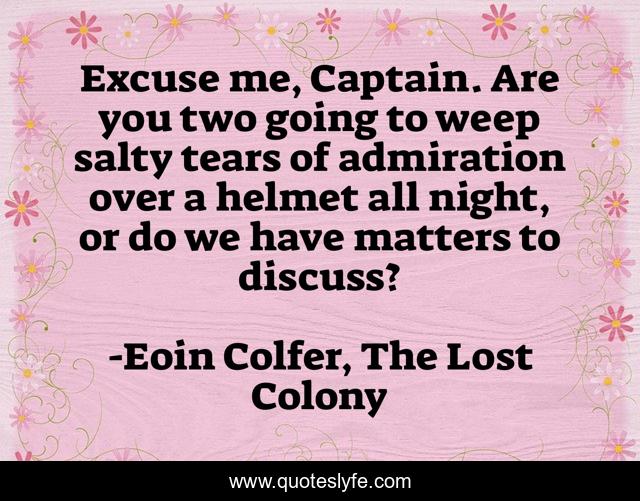 Excuse me, Captain. Are you two going to weep salty tears of admiration over a helmet all night, or do we have matters to discuss?