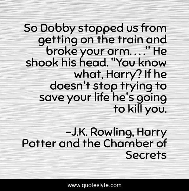 So Dobby stopped us from getting on the train and broke your arm. . . .