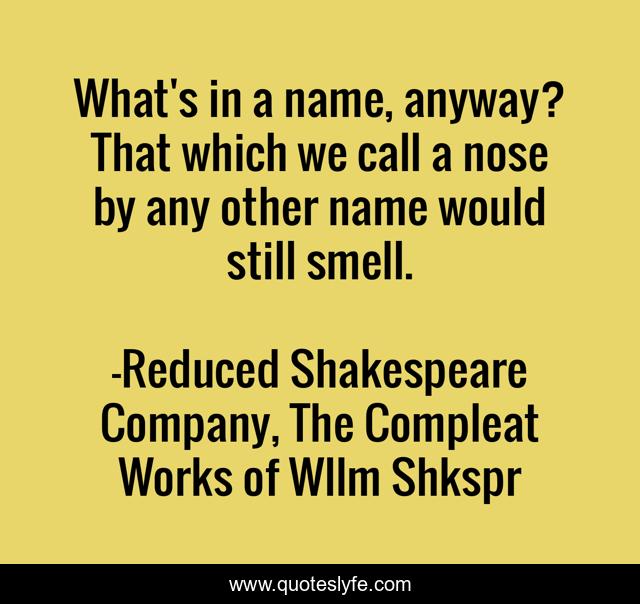 What's in a name, anyway? That which we call a nose by any other name would still smell.