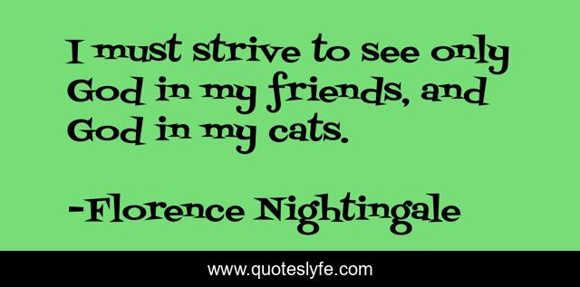 I must strive to see only God in my friends, and God in my cats.