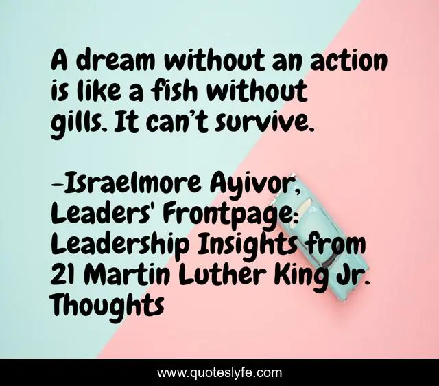 A dream without an action is like a fish without gills. It can’t survive.