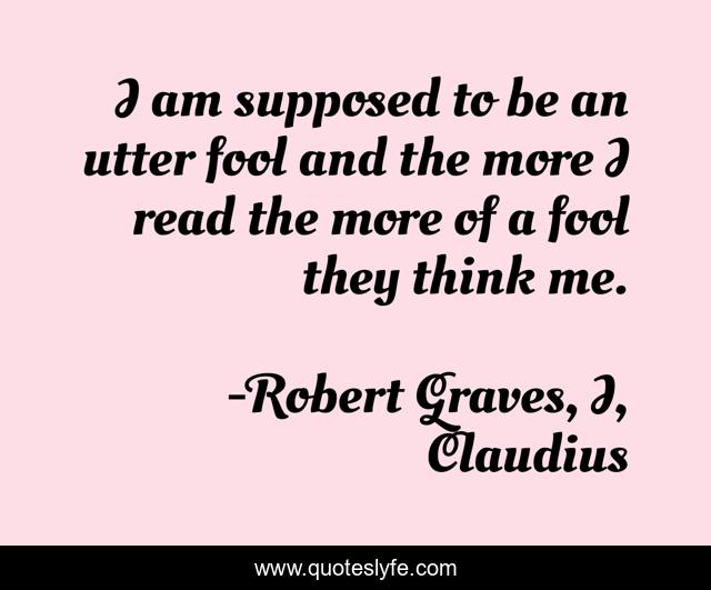 I am supposed to be an utter fool and the more I read the more of a fool they think me.