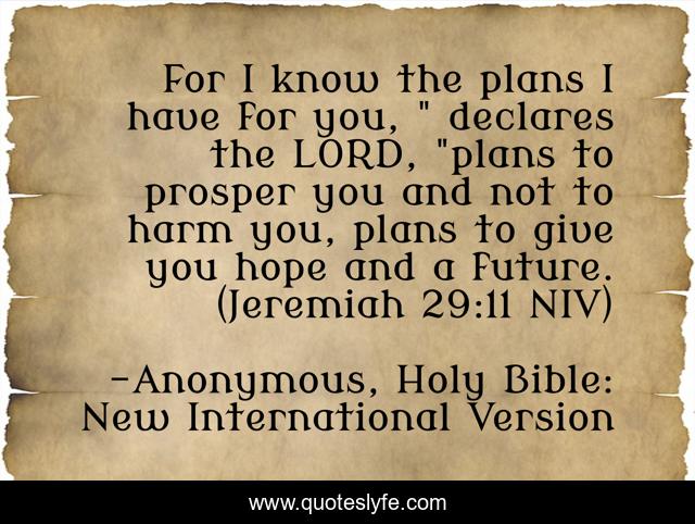 For I know the plans I have for you, 
