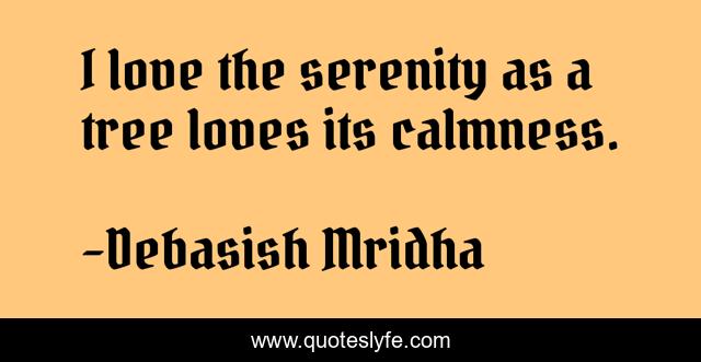 I love the serenity as a tree loves its calmness.