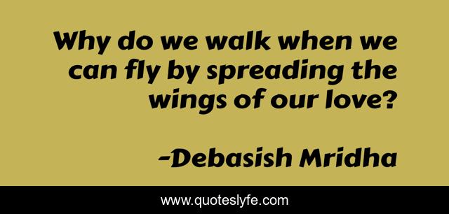 Why do we walk when we can fly by spreading the wings of our love?