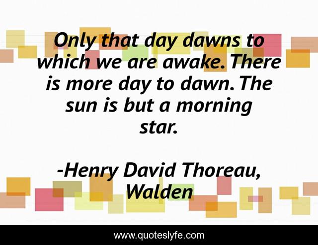 Only that day dawns to which we are awake. There is more day to dawn. The sun is but a morning star.