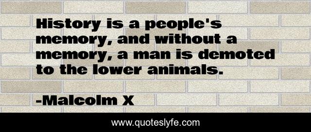 History is a people's memory, and without a memory, a man is demoted to the lower animals.