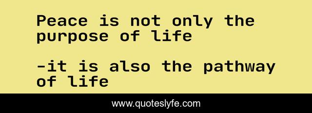 Peace is not only the purpose of life