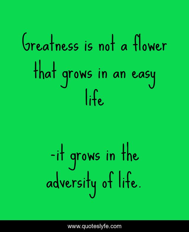 Greatness is not a flower that grows in an easy life
