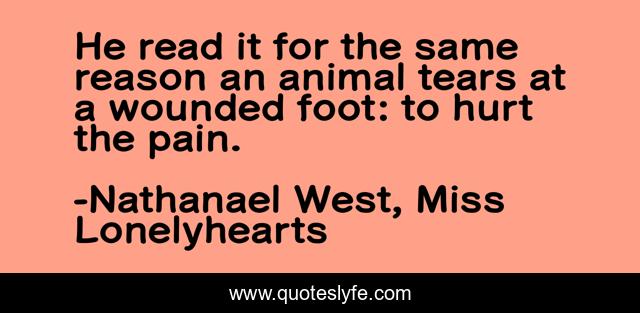 He read it for the same reason an animal tears at a wounded foot: to hurt the pain.