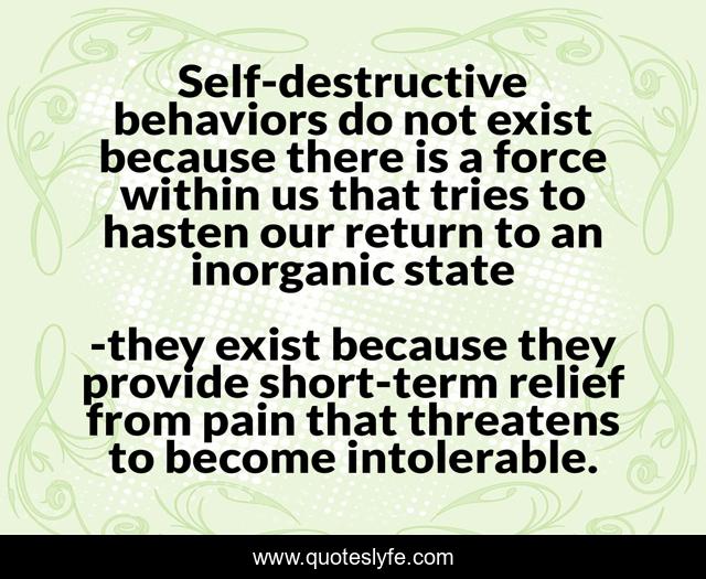 Self-destructive behaviors do not exist because there is a force within us that tries to hasten our return to an inorganic state