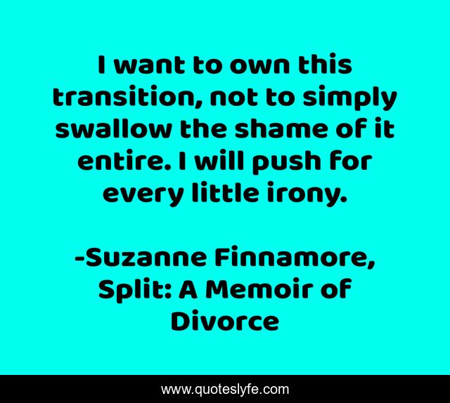 I want to own this transition, not to simply swallow the shame of it entire. I will push for every little irony.