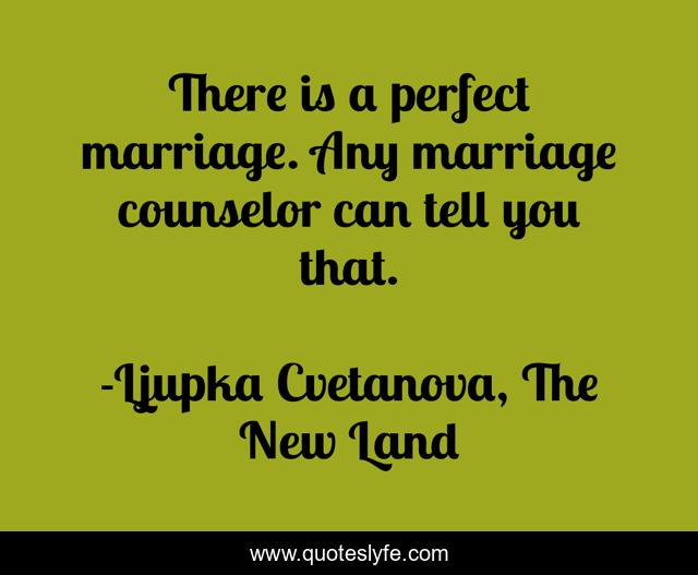 There is a perfect marriage. Any marriage counselor can tell you that.