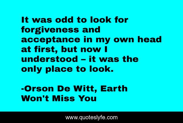 It was odd to look for forgiveness and acceptance in my own head at first, but now I understood – it was the only place to look.