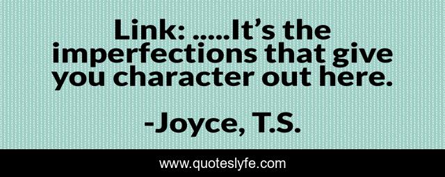 Link: .....It’s the imperfections that give you character out here.