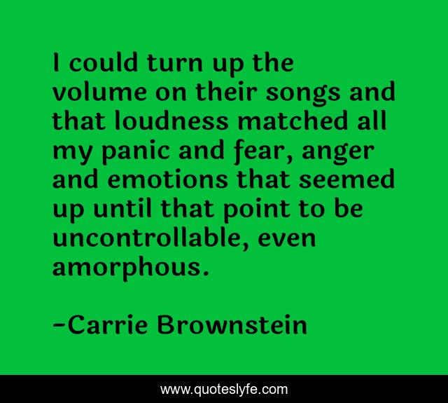 I could turn up the volume on their songs and that loudness matched all my panic and fear, anger and emotions that seemed up until that point to be uncontrollable, even amorphous.