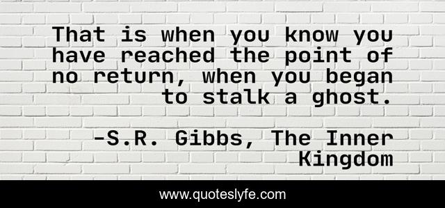 That is when you know you have reached the point of no return, when you began to stalk a ghost.