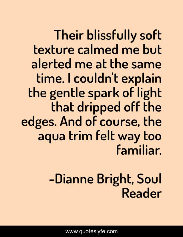 Their blissfully soft texture calmed me but alerted me at the same time. I couldn't explain the gentle spark of light that dripped off the edges. And of course, the aqua trim felt way too familiar.