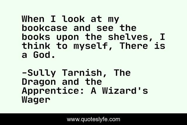 When I look at my bookcase and see the books upon the shelves, I think to myself, There is a God.