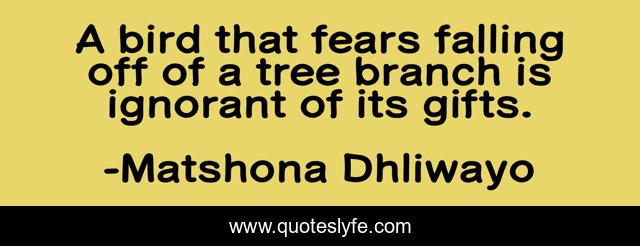 A bird that fears falling off of a tree branch is ignorant of its gifts.