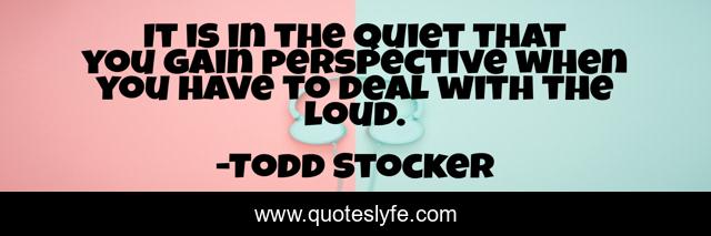 It is in the quiet that you gain perspective when you have to deal with the loud.