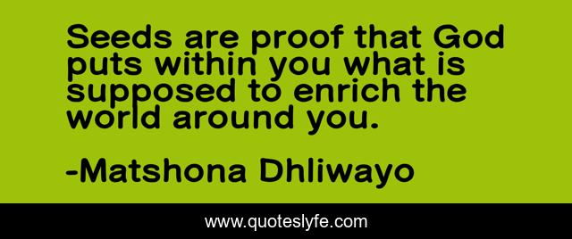 Seeds are proof that God puts within you what is supposed to enrich the world around you.