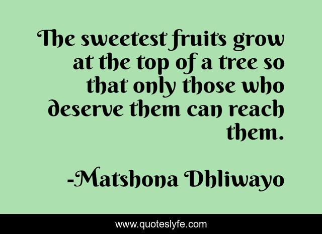 The sweetest fruits grow at the top of a tree so that only those who deserve them can reach them.
