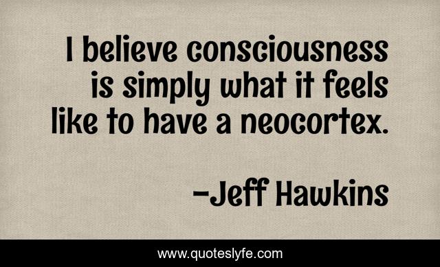 I believe consciousness is simply what it feels like to have a neocortex.