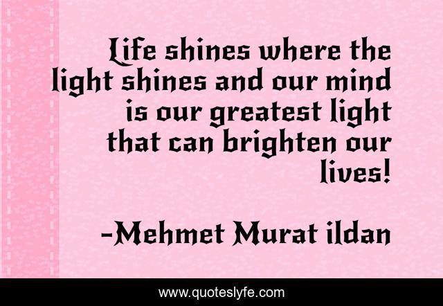 Life shines where the light shines and our mind is our greatest light that can brighten our lives!