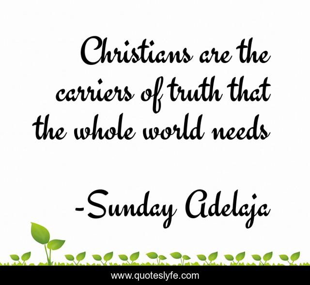 Christians are the carriers of truth that the whole world needs