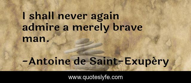 I shall never again admire a merely brave man.